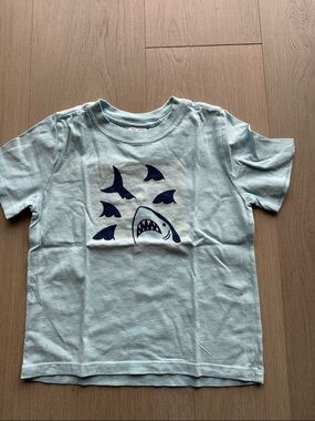 Hanna Andersson Light Blue Tee with Navy Shark Graphic